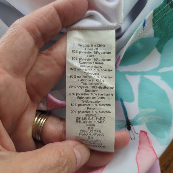 Axesea Women Floral Long Sleeve one piece Surf Swimsuit UPF 50+ Rash Guard Sz 10 - Picture 8 of 12